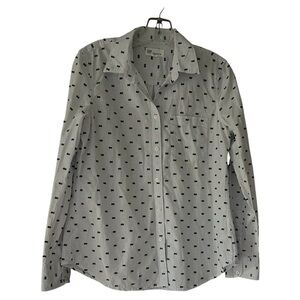 Gap Fitted Boyfriend Stripe Shirt in Clip Dot Size M